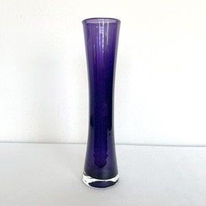 Hand Blown Art Glass Purple and Clear Glass Bud Vase MCM